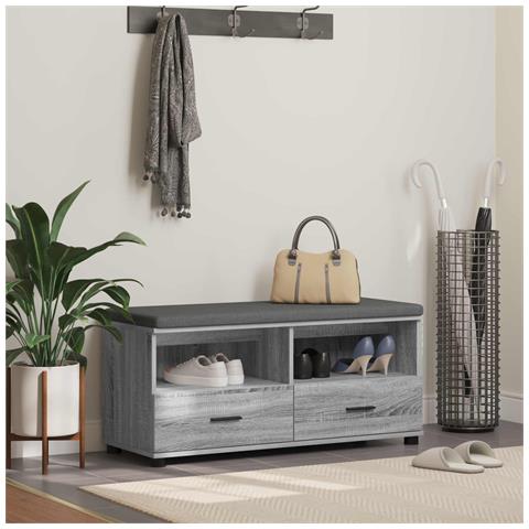 Panca per ingresso con cuscino Sonoma grigia 100 x 38 x 46 cm - Foto 2