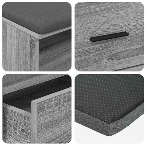 Panca per ingresso con cuscino Sonoma grigia 100 x 38 x 46 cm - Foto 9