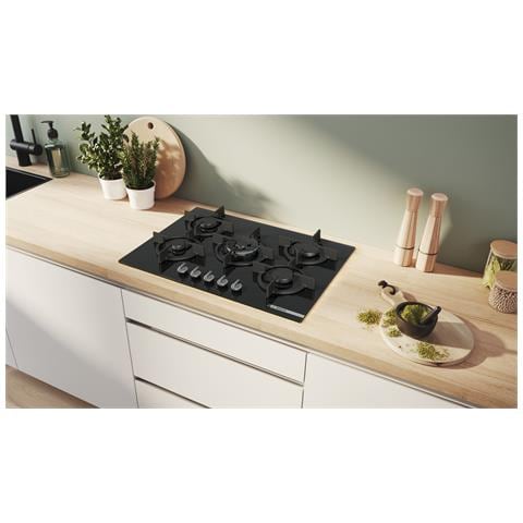 Serie 6 PPQ7A6I10 Piano cottura a gas 75 cm 5 fuochi Vetro Nero - Foto 2