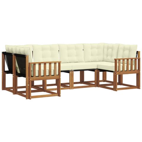 Set di divani da esterno con cuscino 6 pcs Naturale e Crema - Foto 1