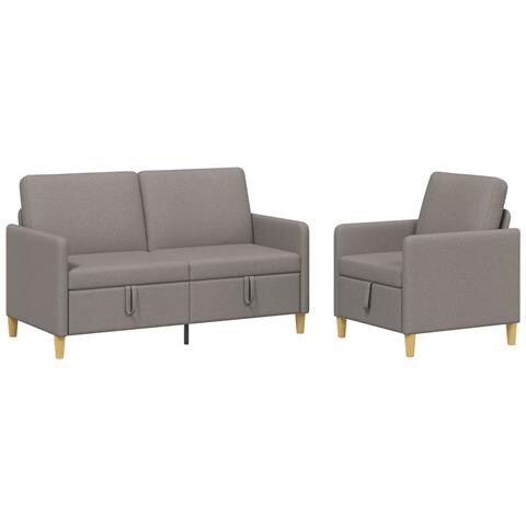 Set di Divani con Storage 2 pcs Tortora Poliestere - Foto 1