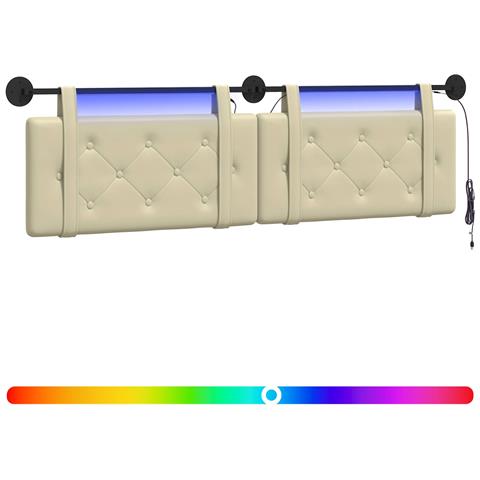 Testiera sospesa Con luce LED Crema Similpelle - Foto 1