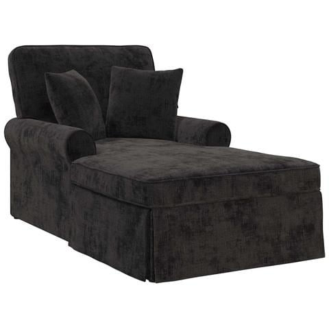 Chaise Longe con Gonna con cuscino Nero 157 x 91 x 91 cm ARES - Foto 1