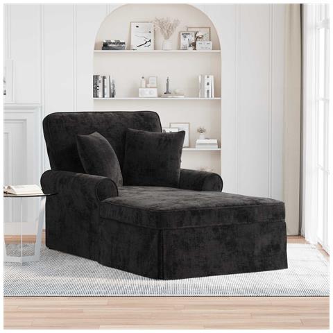Chaise Longe con Gonna con cuscino Nero 157 x 91 x 91 cm ARES - Foto 2