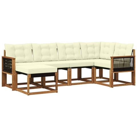 Set di divani da esterno con cuscino 6 pcs Naturale e Crema - Foto 1