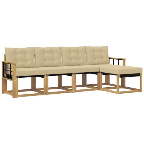 Set di divani da esterno con cuscino 5 pcs Bianco e Beige - Foto 1