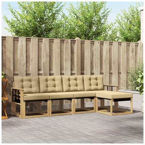 Set di divani da esterno con cuscino 5 pcs Bianco e Beige - Foto 2