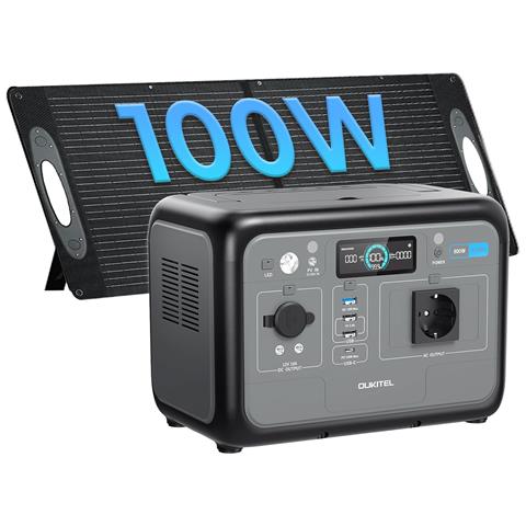 P800 Stazione di Energia Portatile 800 W (1600 W Pic) con Pannello 100 W, Generatore Solare Batteria LiFePO4 512 Wh, Ricarica Rapida, Portatile 6 Kg, per Campeggio - Foto 1