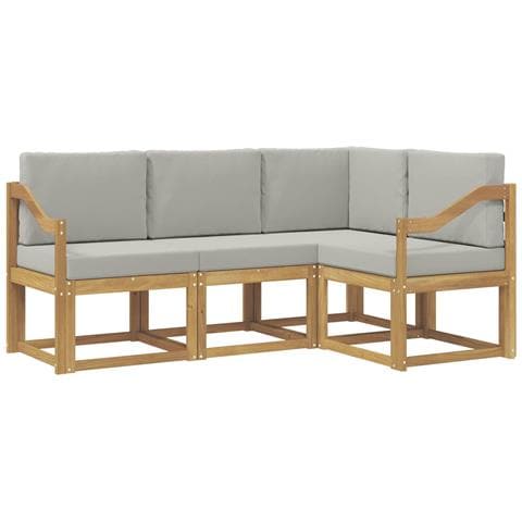 Set di divani da esterno 4 pcs Bianco e Grigio Chiaro - Foto 1