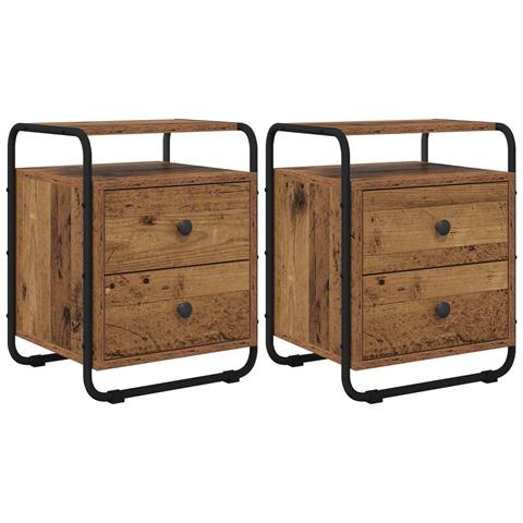 Armadio da Notte 2 pz Legno antico Legno ingegnerizzato - Foto 1
