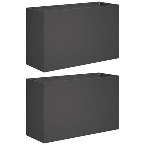 Vaso da giardino 2 pz Nero 80 x 30 x 40 cm - Foto 1