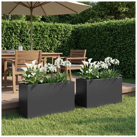 Vaso da giardino 2 pz Nero 80 x 30 x 40 cm - Foto 2