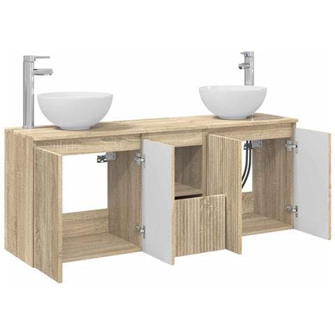 Set di Armadi da Bagno 3 pz Rovere Sonoma 49,5 x 35 x 63 cm - Foto 2
