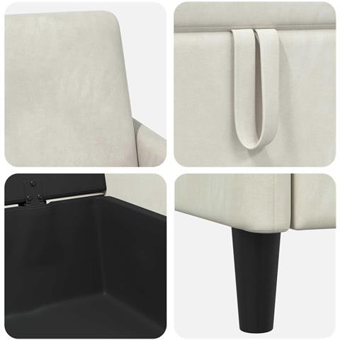 Set di Divani con Storage 2 pz Crema Poliestere - Foto 2