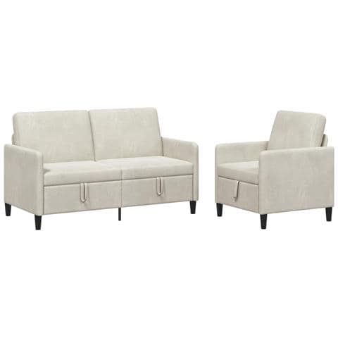Set di Divani con Storage 2 pz Crema Poliestere - Foto 1