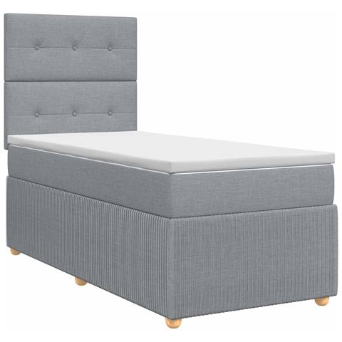 Letto box spring con materasso Grigio Chiaro Singolo Tessuto - Foto 1