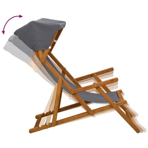 Lettino 4 pcs 3 Posizione Legno di Eucalipto Massello Grigio - Foto 10