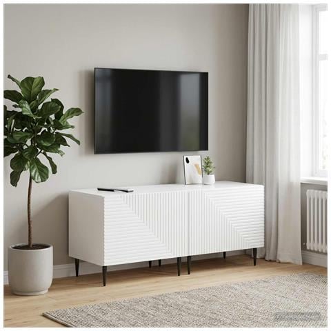 Mobile TV Bianco Lucido Legno ingegnerizzato - Foto 2