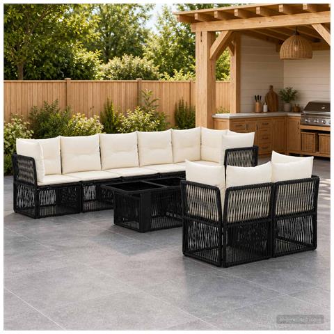 Set Divano da Giardino 8 pz Nero polyrattan - Foto 10