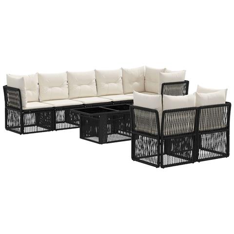 Set Divano da Giardino 8 pz Nero polyrattan - Foto 1