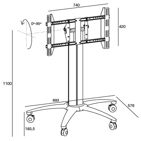 MB6252 Carrello Inclinabile per Schermi LCD / LED / Plasma 32-55'' Portata Max 80Kg - Foto 3