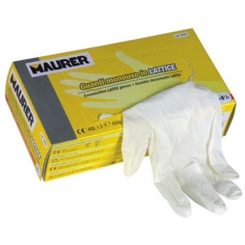 Guanti Monouso in Puro Lattice 100% Tg L - 8 ½ Maurer Confezione 100 Pz - Foto 2