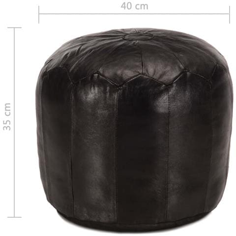 Pouf Nero 40x35 Cm In Vera Pelle Di Capra - Foto 4