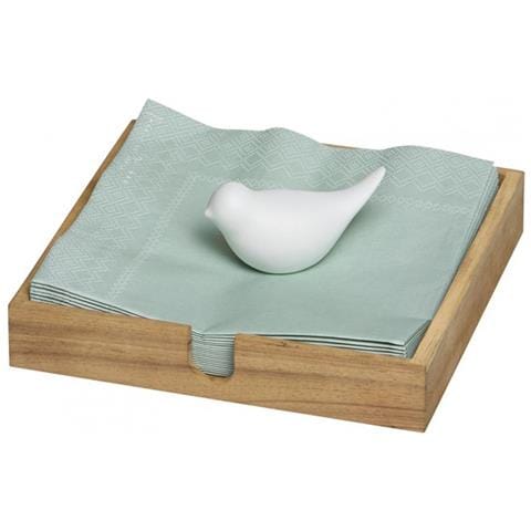 Porta Tovaglioli Legno E Porcellana Uccellino Rendi Originale La Tua Cucina! - Portatovaglioli Realizzato In Legno E Porcellana Perfetto Anche Come Idea Regalo Dimensioni: 18 X 18 C - Foto 1