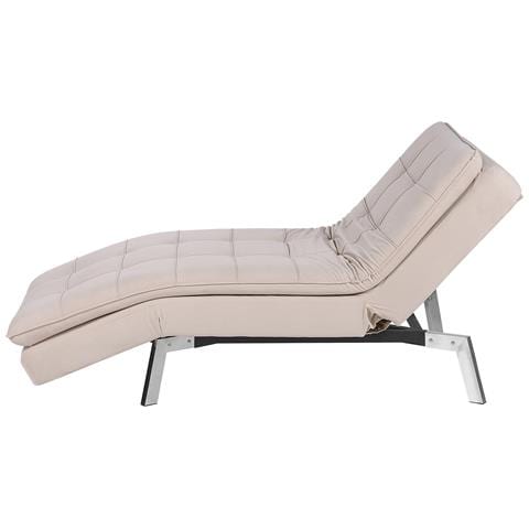 Chaise Longue Regolabile In Velluto Beige Loiret - Foto 14