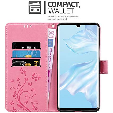 Custodia Compatibile Con Huawei P30 Pro In Rosa Fiore - Coperchio Protettivo In Design Floreale Con Chiusura Magnetica, Funzione Stand E Slot Per Carte - Foto 2