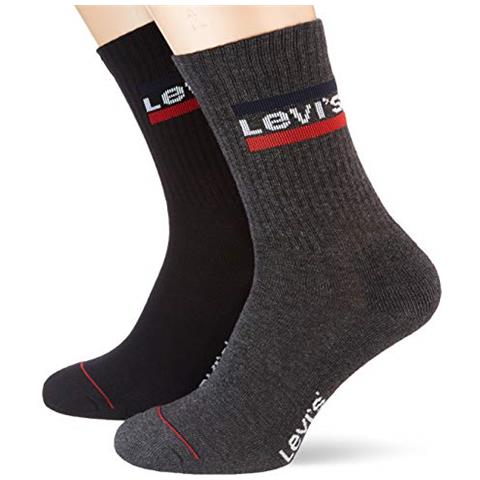 Levi's Levis 144ndl Regular Cut Sprtwr Logo 2p Calze, Multicolore (mid Grigio / nero 208), 35/38 (taglia Produttore: 035) Uomo - Foto 1