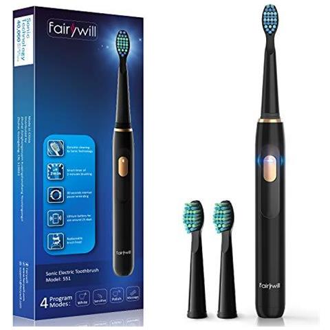 Di Sonic Spazzolino Elettrico Spazzolino Da Denti Elettrico Per Adulti Con 4 Modalit Di 4 Ore Di Carica Dura 30 Giorni Usa A 2 Minuti Di Smart Timer E Ipx7 Impermeabile Nero Fw551 - Foto 1