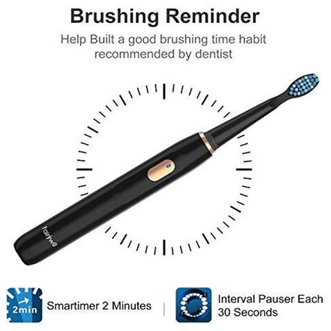 Di Sonic Spazzolino Elettrico Spazzolino Da Denti Elettrico Per Adulti Con 4 Modalit Di 4 Ore Di Carica Dura 30 Giorni Usa A 2 Minuti Di Smart Timer E Ipx7 Impermeabile Nero Fw551 - Foto 2