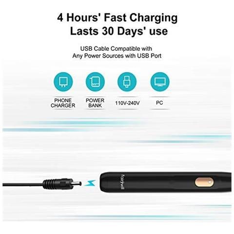 Di Sonic Spazzolino Elettrico Spazzolino Da Denti Elettrico Per Adulti Con 4 Modalit Di 4 Ore Di Carica Dura 30 Giorni Usa A 2 Minuti Di Smart Timer E Ipx7 Impermeabile Nero Fw551 - Foto 4