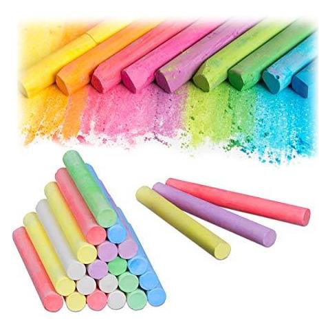 10024329 Set Di 24 Chalk Pastelli Per The Blackboard Street 6 Bambini E Insegnanti Rotonda 12 Mm Colorato Multicolore - Foto 1