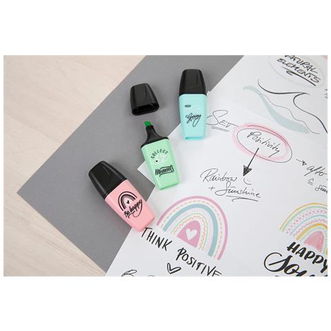 BOSS MINI Pastellove 2.0 - Evidenziatore - Astuccio da 5 - Rosa Antico /Carta da Zucchero /Verde Menta /Grigio Polvere /Arancione Papaya - Foto 8