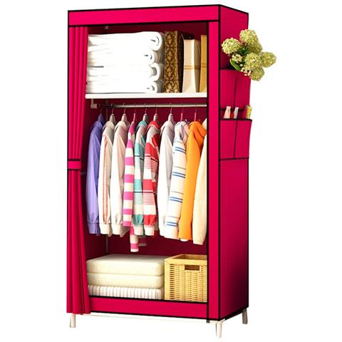 Armadio Spogliatoio In Tessuto Con Tasche Laterali Home 160x70x45cm Granato - Foto 1
