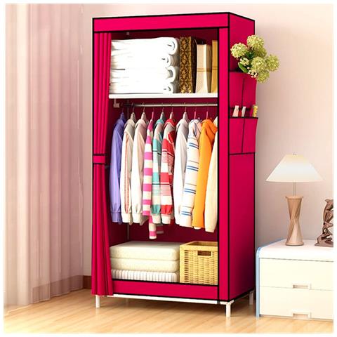 Armadio Spogliatoio In Tessuto Con Tasche Laterali Home 160x70x45cm Granato - Foto 2
