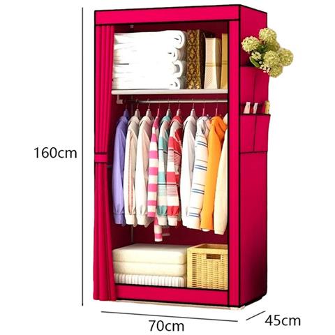 Armadio Spogliatoio In Tessuto Con Tasche Laterali Home 160x70x45cm Granato - Foto 4
