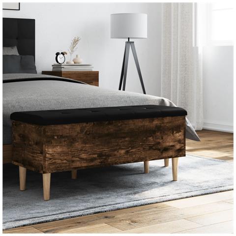Panca Portaoggetti Rovere Fumo 102x42x46 Cm Legno Multistrato - Foto 3