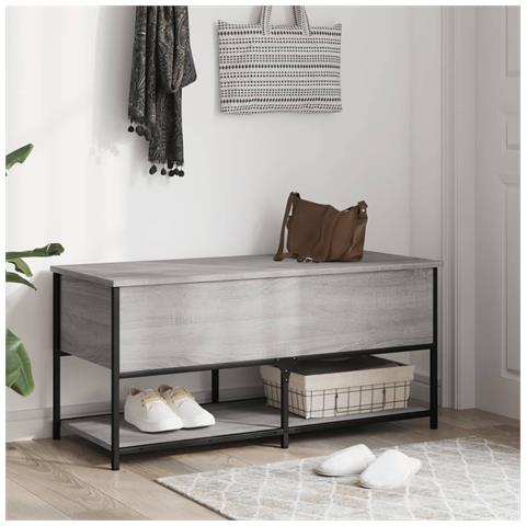 Panca Portaoggetti Grigio Sonoma 100x42,5x47 Legno Multistrato - Foto 3