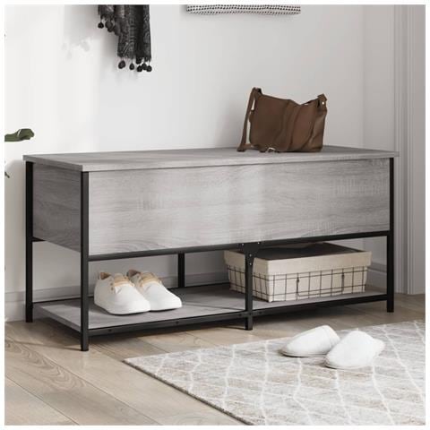 Panca Portaoggetti Grigio Sonoma 100x42,5x47 Legno Multistrato - Foto 1