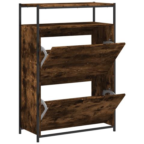 Scarpiera Rovere Fumo 75x34x112 Cm In Legno Multistrato - Foto 2