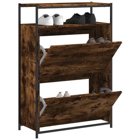 Scarpiera Rovere Fumo 75x34x112 Cm In Legno Multistrato - Foto 1