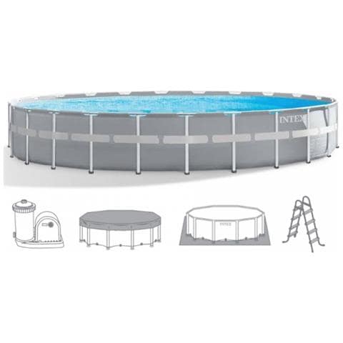 26756NP - Piscina Prisma Frame rotonda con Pompa Filtro Scaletta e Teli 610x132 cm - Foto 2