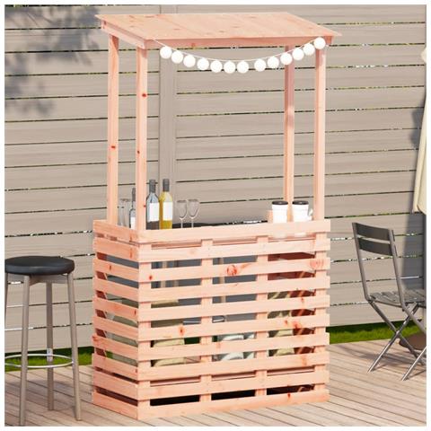 Tavolo Bar Da Esterno Con Tetto 112,5x57x195,5cm Legno Massello - Foto 1