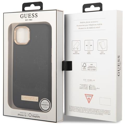 Cover Per Iphone 13 Pu Peony Metal Plate, Nero - Foto 3