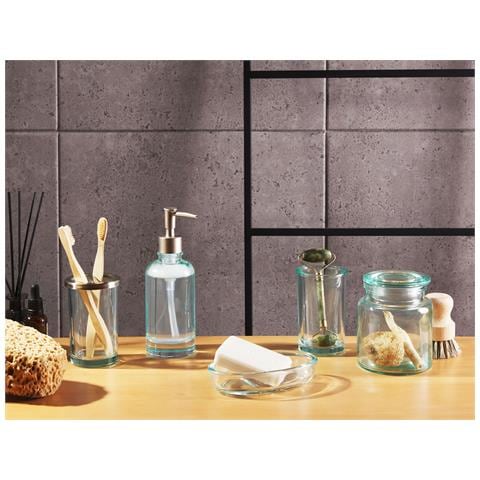 Set Di 5 Accessori Bagno Vetro Menta E Argento Amarga - Foto 1