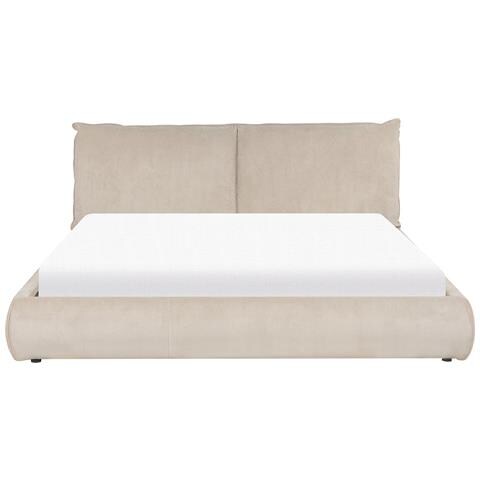 Letto Matrimoniale Velluto A Coste Tortora 180 X 200 Cm Vinay - Foto 2