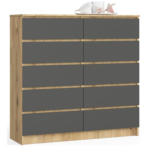 Cassettiera K120, 10 cassetti, 120x40x121 cm, Colore Quarcia Artisan e Grigia Grafite - Foto 1